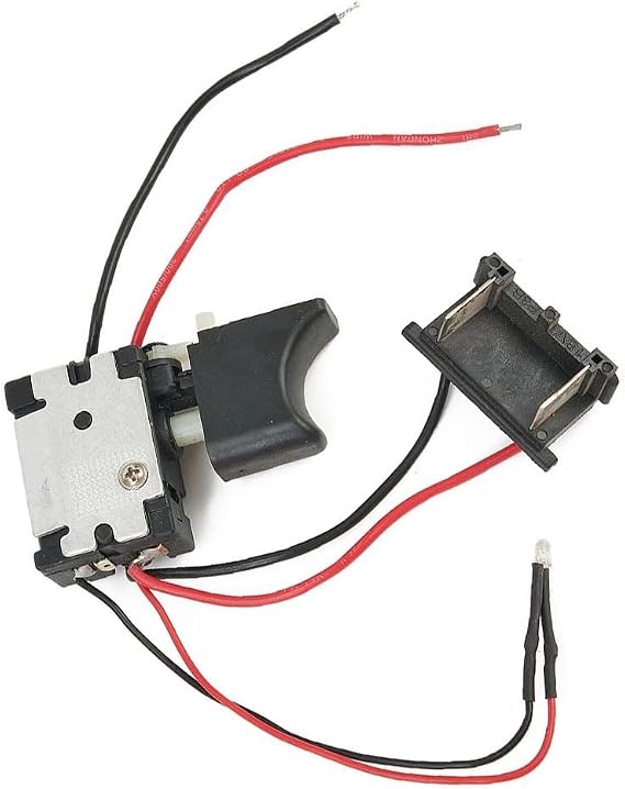 DC 21-25V Electric Drill Control Switch with Push Button Trigger, 16A Max Current Replacement Part for Cordless Power Tools, Easy Installation Plastic and Component