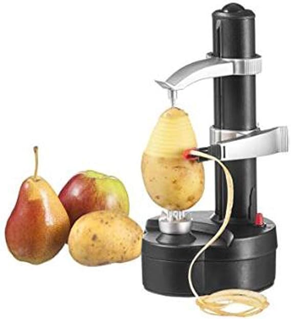 Electric Potato Peeler Automatic Rotating Apple Potato Peeling Machine Multifunction Stainless Steel Kitchen Fruit and Vegetable Electric Peeler (Black)