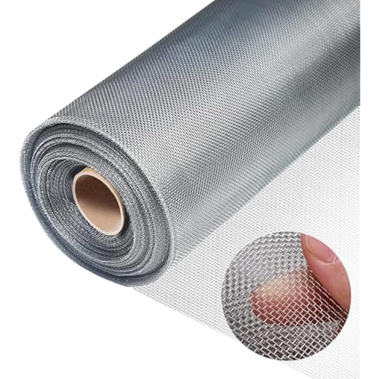 304 Stainless Steel Mesh, 47in x 10ft, 20 Mesh, Sturdy Metal Screen Roll for Window, Door, Air Vents, Filter, Cage, Garden, Patio, Pet Sliver, 47inch x 10feet