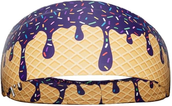 Ice Cream Headband/Sweatband. Best for Sports, Fitness, Working Out, Yoga. Tapered Design. Reversible.
