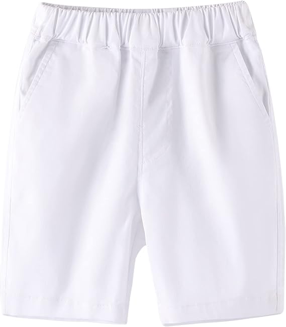 KISBINI Boys' Uniform Shorts Knee Length Pull On School Chino Shorts for Kids