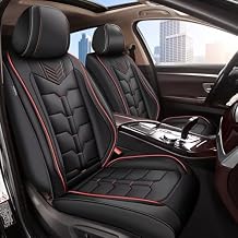 2PCS Front Car Seat Covers Fit for BMW X1 2013-2024 & X2 2018-2023 & X3 2011-2017 Faux Leather Seat Cover Waterproof Seat Cushion Protector (Black & Red Line)