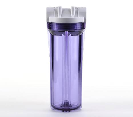 Hydronix HF3-10CLWH14, 10" Clear Housing with White Rib Cap For RO & Filtration Systems, 1/4" Ports