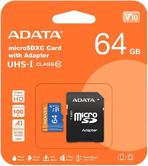 ADATA SD MicroSD Card 64GB SDXC (UHS-I Class 10) Ada Perakende