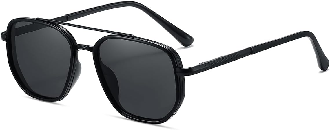 kimorn Tangle Free Polarized Aviator Sunglasses for Women Retro Square Metal Frame, UV400 Protection, Driving & Beach Shades