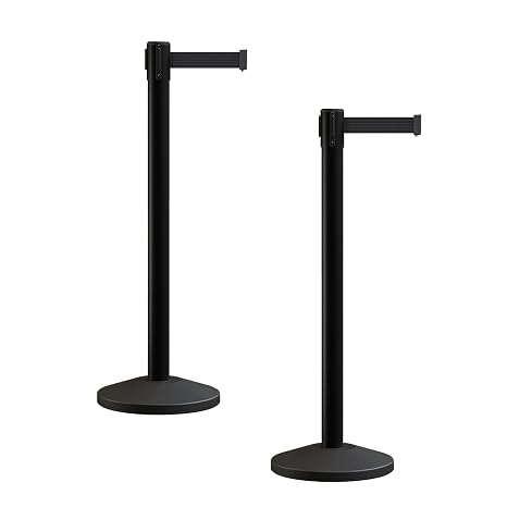 Crowd Control Warehouse RBB-100 Retractable Belt Stanchion Barriers, 2 Pack