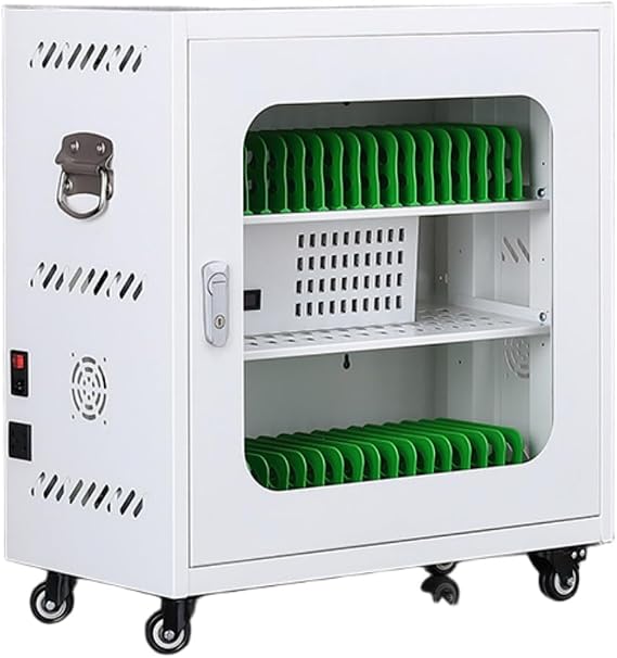 40 Units Chromebook Cart, USB Cell Phone Charging Stations, Mobile Charging and Storage Case with Front Access Locking Cabinet, Surge Protection, for Tablet, Laptop, Computer