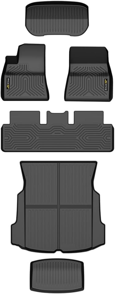 Floor Mats Fit Tesla Model 3 2017 2018 2019 2020 2021 2022 2023 1st & 2nd & 3rd Row All Weather Full Cover Protection TPE Car Floor Cargo Liners 6pcs Black, alfombras para carro