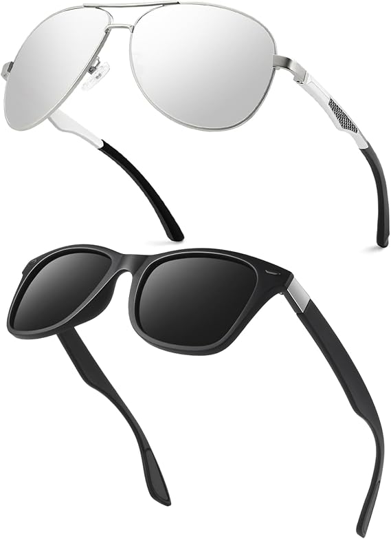 GQUEEN Classic Polarized Sunglasses for Mens Womens Bundle