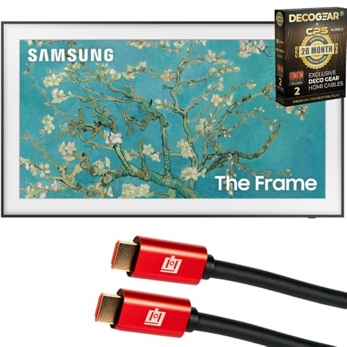 Samsung QN32LS03CB 32 inch The Frame QLED HDR 4K Smart TV 2023 Bundle with Deco Gear 4K HDMI 2.0 Cable wPure Copper Conductors x2 & CPS Exclusive 26 Months Protection Pack BEACH-CPS-26M1000