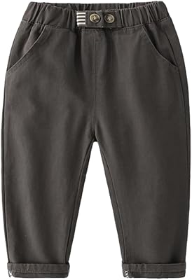 WISREMT Toddler Boys Chino Pants Solid Color Long Pants with Elasticized Waistband Casual Loose Trousers for 3-8 Years