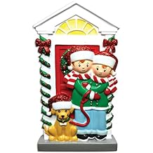 Couple with Dog Personalized Christmas Tree Ornament