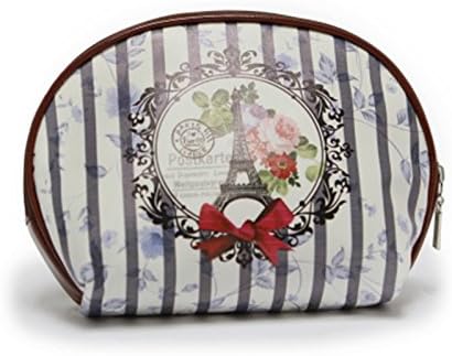 Nima Cosmetic Bag - Eiffel Tower, Postmark, Floral, Stripe Design
