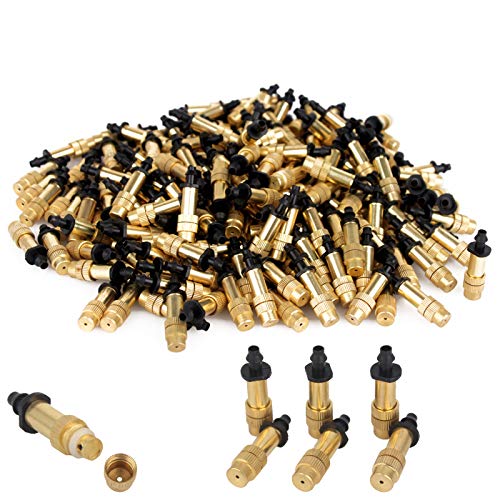 20 pcs Irrigation System Copper Nozzle Adjustable Spray Nozzle Garden Water Cooling System Irrigation Greenhouse Vegetables Lawn Watering Nozzle Black Gold 04