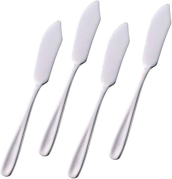 Stainless Steel 18/10 Cheese Desert Knives, Set of 4, Baikai Breakfast Butter Knife, Slicer Sandwich Spreader (Silver)