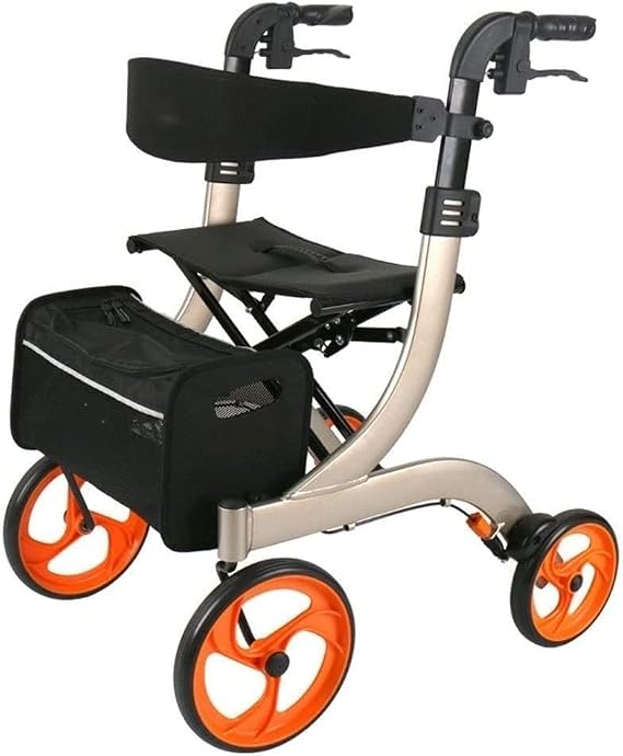 Multi-Function Shopping Trolleys Kitchen Storage Utility-Carts Folding Shopping Cart Shopping Rider Pushing Workout Elderly Walking Assist Carts Silver 60X73X77Cm