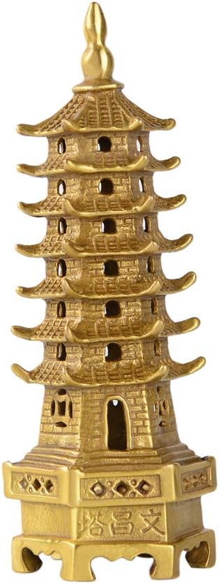 Handmade Brass 7-Level Wenchang Tower Pagoda Statue Feng Shui Enhancer for Protection ZD152