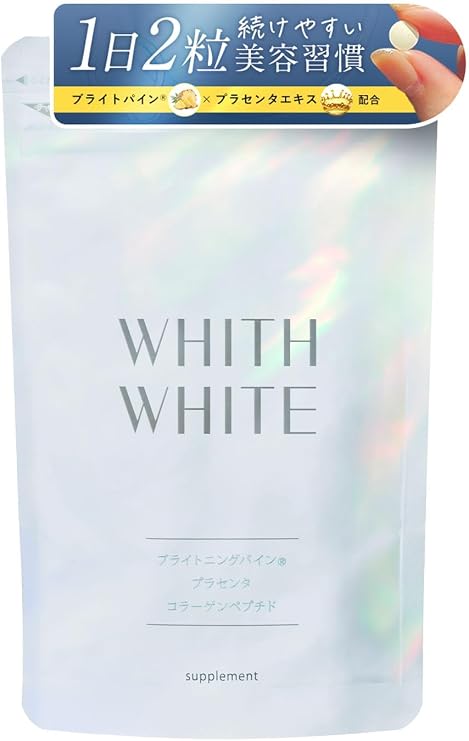 Supporting the glowing me from withinWHITH WHITE Nutritional Supplement WHITH WHITE Beauty Supplement Inner Care 60 Tablets｜Contains Ceramide, Placenta, Collagen｜Made in Japan 60 Tablets For a new
