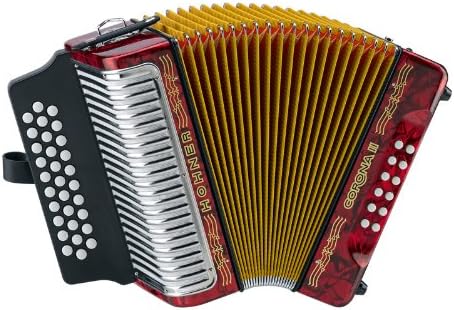 NEW HOHNER ACORDEON CORONA II RED PEARL GCF 31/12 BASS BUTTON ACCORDION w/ CASE