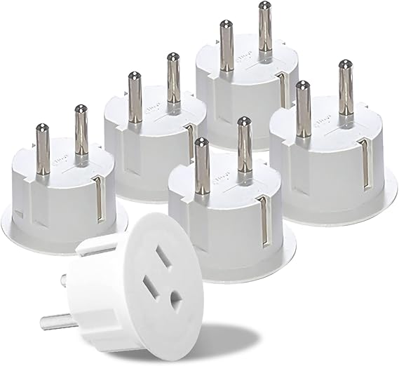 OREI USA to European Travel Plug Adapter,Type E/F Schuko, CE, 6-Pack