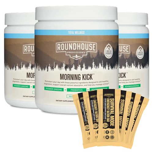 ROUNDHOUSE PROVISION Morning Kick Watermelon Mint 3 Pack and Survival Mode Emergency Ration Bars