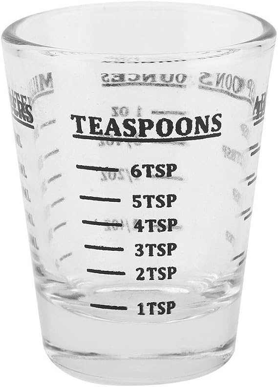 Maxmartt Measuring Shot Glass, Measuring Cup 4 Scales 1ounce 30ml Small Glass Measuring Cup Oz/Ml/Teaspoon/Tablespoon Kitchen Tool with Ounces Milliliters