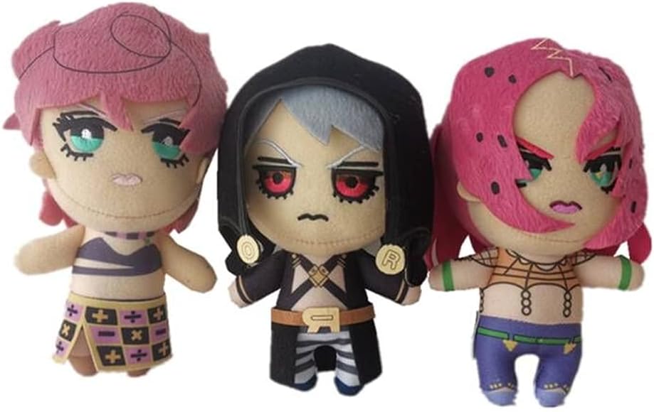 xiaoxiaoyuyu 3pcs JoJo Bizarre Adventure Plush Toy Risotto Nero &amp; Diavolo &amp; Golden Wind Tomonui Doll 16cm