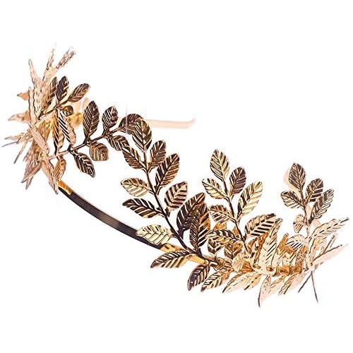 Sither Bridal Gold Leaf Crown Headband Olive Leaves Tiara Headpiece for Wedding Party Prom Halloween Festival Hair Accessories gold