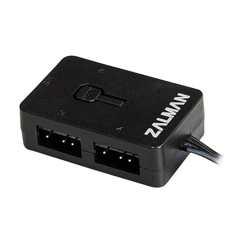 ARGB PC Fans Controller 4-Port Hub for 5V 3-Pin A-RGB, Easy Control Push Button with 2-pin Switch Port, SATA Powered, Magnetic Backplate (Zalman 4PALC)