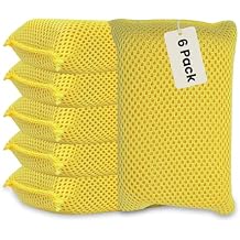 Iconikal 6-Pack Bug Scrubber Sponge 5.9x3.5-Inch Yellow Microfiber Large Car Wash Reusable for Paint Chrome Glass RV Motorcycle Cleaning