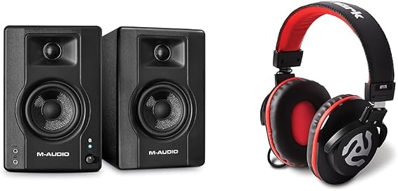M-Audio BX3BT 3.5" Studio Monitors & PC Speakers with Bluetooth for Recording and Multimedia & Numark HF175 - DJ Headphones with closed back over ear design, 40mm drivers