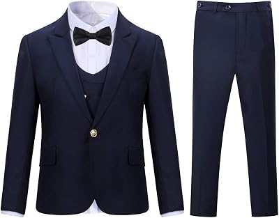 Boys Tuxedo Suit Formal Dress 3 Pieces Blazer Vest Pants for Wedding