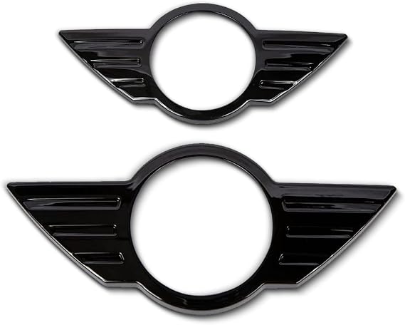 DeChrome Front & Rear Glossy Black Emblem Badge Cover Compatible with R55 R56 R57 S/one Gen2 2007-2013 (Except R58 R59)