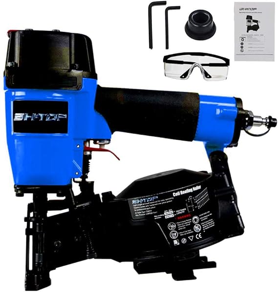 CN45N Roofing Nailer, 15 Degree Roofing Nail Gun, 3/4-Inch to 1-3/4-Inch Coil Nails, 120-pcs Load Capacity Coil Nailer in Blue