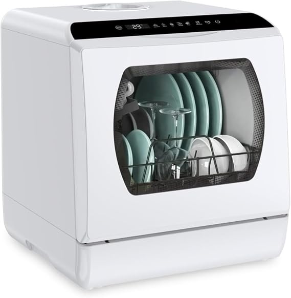 Dishwashers- Portable Countertop Dishwasher 5 Washing Programs Mini Dishwasher with 5L Built-in Water Tank & Inlet Hose for Apartments Perfect for Home, Apartments & Rvs
