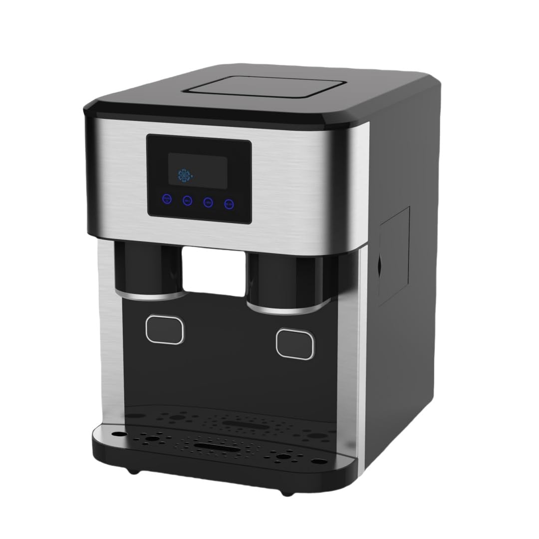 Amecke Commercial Ice Maker, Energy Saving, Easy Operation, Automatic Cleaning Function, 3-in-1 Ice Making, Crushed Ice, Cold Water Function, High Speed, Tabletop, Cold Water, Cold Water, Large