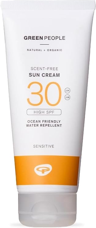 Green People Scent Free Sun Cream SPF30, 200ml | Natural Sunscreen for Face and Body, Suitable for Sensitive Skin, Reef Safe and Cruelty Free, SPF30 Sun Cream