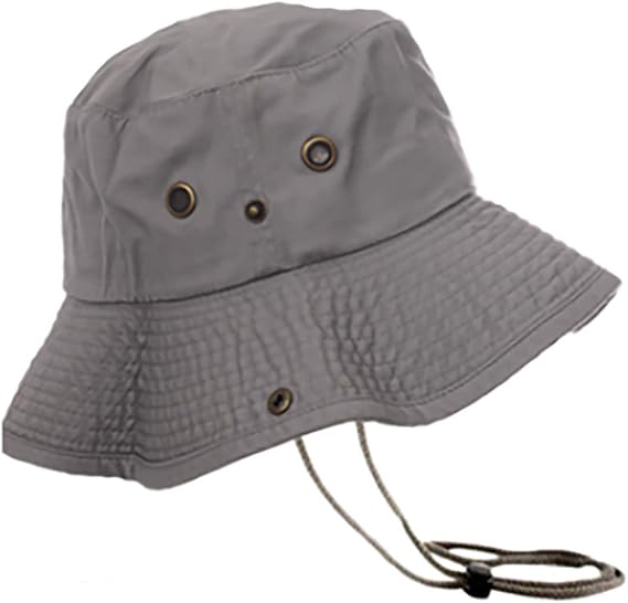Newhattan Boonie Safari Bucket Hat Foldable Military Style Cap (Grey, S/M)
