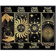 Witchy Sabbat Grimoire Witchcraft Decor - Sun, Moon, Celestial Wall Art - Celtic Woman Goddess Decor - Magic Home Artwork - Boho Bohemian Witch Print for Women - Wicca Wiccan Supplies - Pagan Gifts