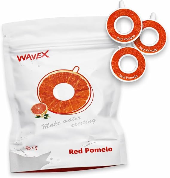 3-Pack Red Pomelo Aroma Scent Pods, Only for WAVEX Scent-Powered Water Bottles Zero Sugar and Additives, Calorie-Free Hydration Each Pod Lasts Up to 7L Refill Scent Rings (Not a food or drink)