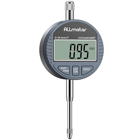 Digital Dial Indicator 0-1"/25.4mm Range 0.01mm/0.0005" Resolution Electronic Probe Indicator with Lug Back,Large LCD Display,Inch/MM Conversion Test Gauge for Machinist,Lathe,CNC,Table Saw Alignment