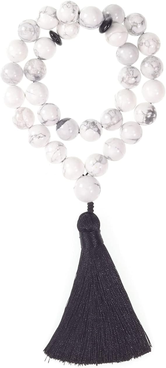 Tasbih Premium Muslim Prayer Beads Made with Natural Stone Beads for Daily Misbaha and Meditation (12mm (33 Beads), Howlite, White)