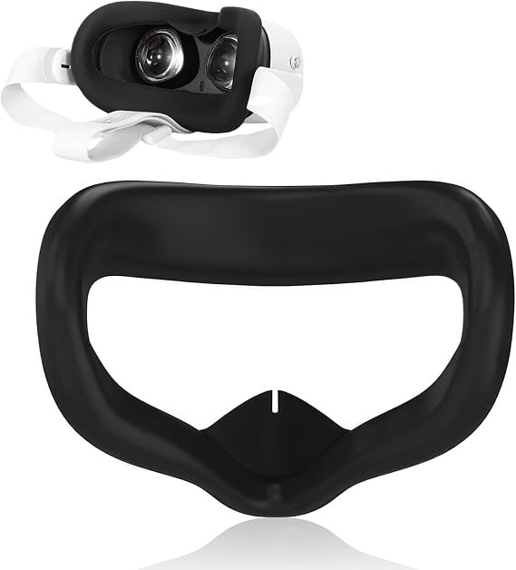 Facial Interface for Oculus Quest 2 Face Cover Pad for Meta Quest 2 Sweat-Proof PU Foam VR Accessories Enhanced Comfort Replacement Face Pad Cushion Compatible with Meta Quest 2 Accessories Black 1pcs | PU Foam VR Accessories Enhanced Comfort Replacement Face Pad Cushion Compatible with Meta Quest 2 Accessories Black 1pcs
