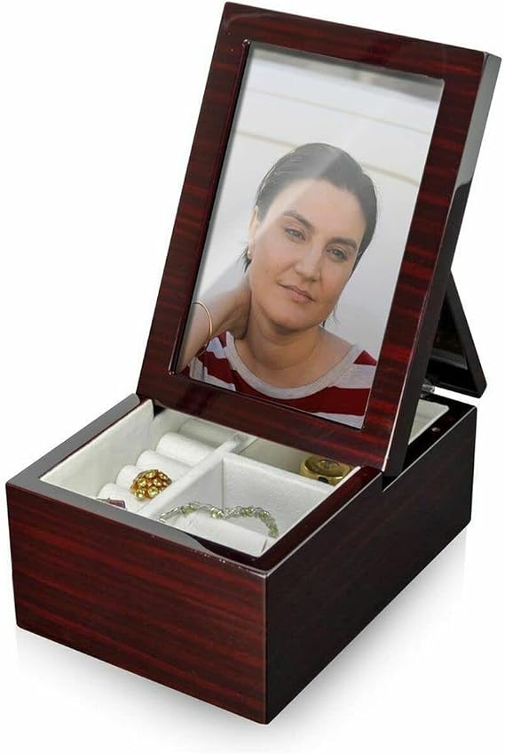 Ultra-Modern Music Box with Fold-Up Photo Frame - Solid Wood Jewelry Box with Compartment with Picture Frame (6 X 4) - Many Songs to Choose - Sleeping Beauty Waltz (Once Upon a Dream)