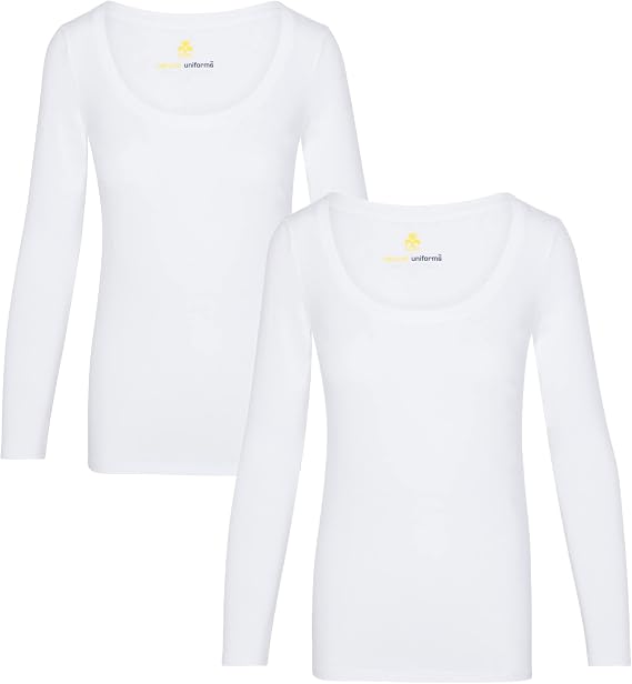 Natural Uniforms Women's Long Sleeve Extra Wide Scoop-Neck T-Shirt Under Scrub