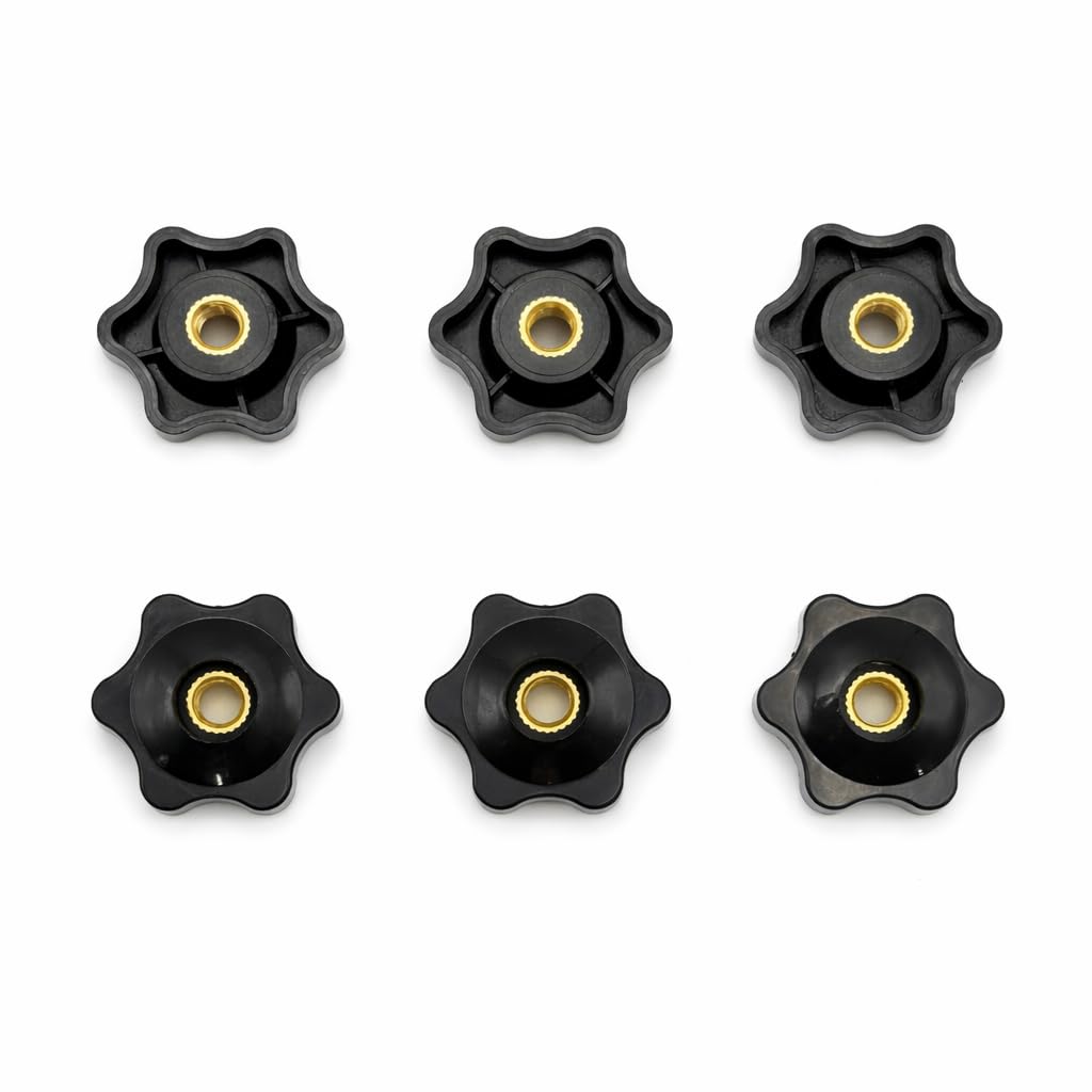 6Pcs M6 Wing Nuts – Plastic Star Hand Knobs for Machines, Furniture, Fitness Equipment and Tools – Threaded Clamping Nuts with Knurled Grip for Easy Adjustment and Secure Hold