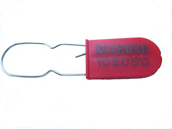 Plastic Wire Padlock A Security Seal, 200 pcs., Red, Numbered and Barcode, Tamper Evident, Utility Meter, Free & Quick Shipping from USA