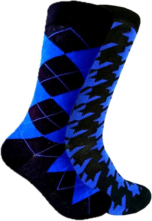 Triple M Plus Men's Royal Blue with Black Dress Socks,2 Pairs
