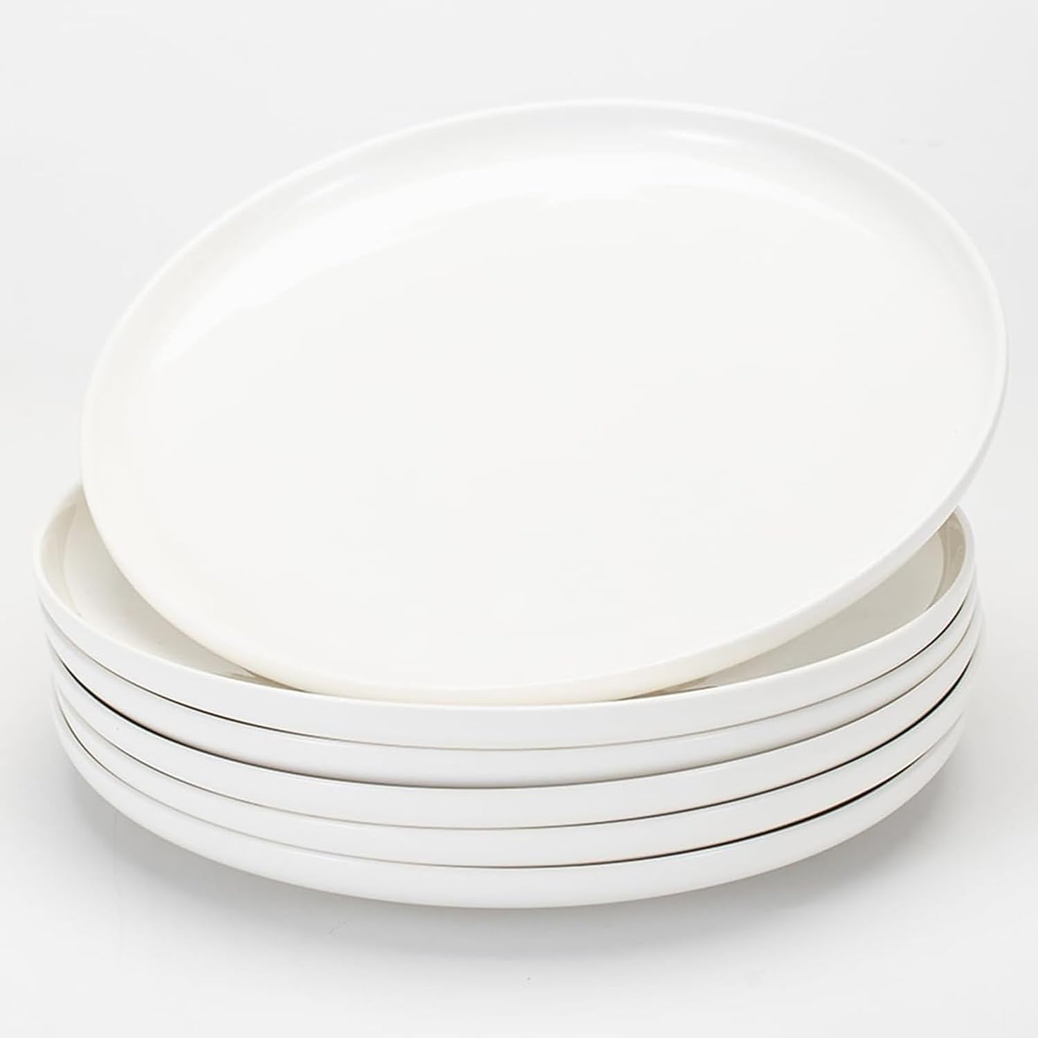 AntoKueh Ceramic Dinner Plates Set of 6, White Salad Plates 10.3 Inch/26cm Large Round - Scratch, Chip Resistant & Lead-Free, Dishwasher & Microwave Safe for Steak, Dessert, Festive Table Setting