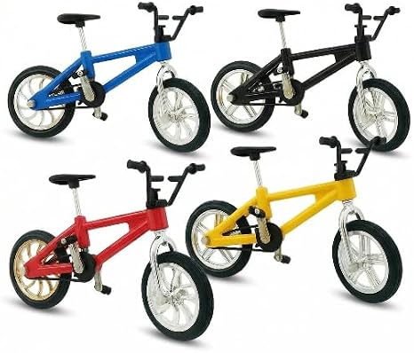 Copbopwn 4Pcs Mini Finger Bike Miniature Finger BMX Models Realistic Finger Mountain Bike for Finger Training Desk Display Skill Play Party Favours